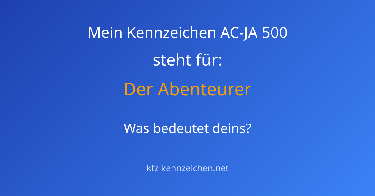 Numerologie-Analyse für Kennzeichen AC-JA 500