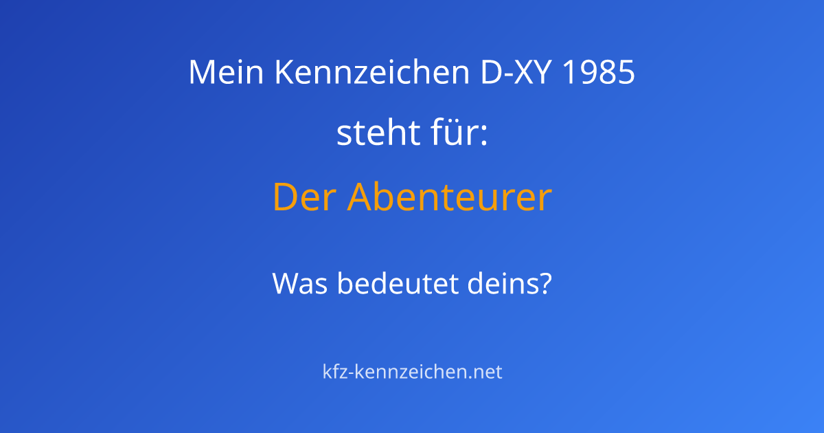 Numerologie-Analyse für Kennzeichen D-XY 1985
