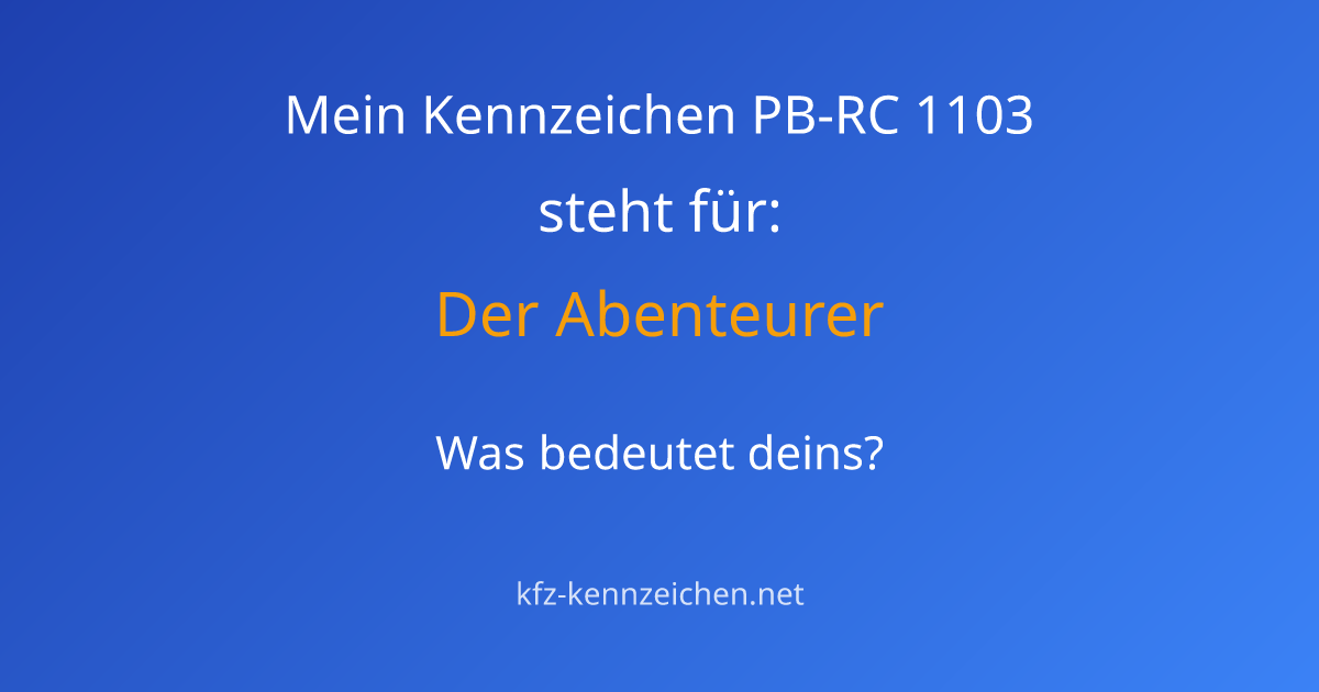Numerologie-Analyse für Kennzeichen PB-RC 1103