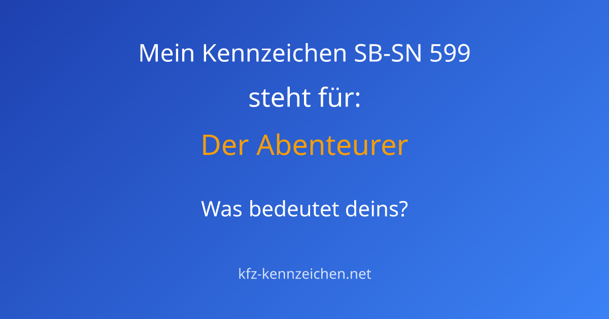 Numerologie-Analyse für Kennzeichen SB-SN 599