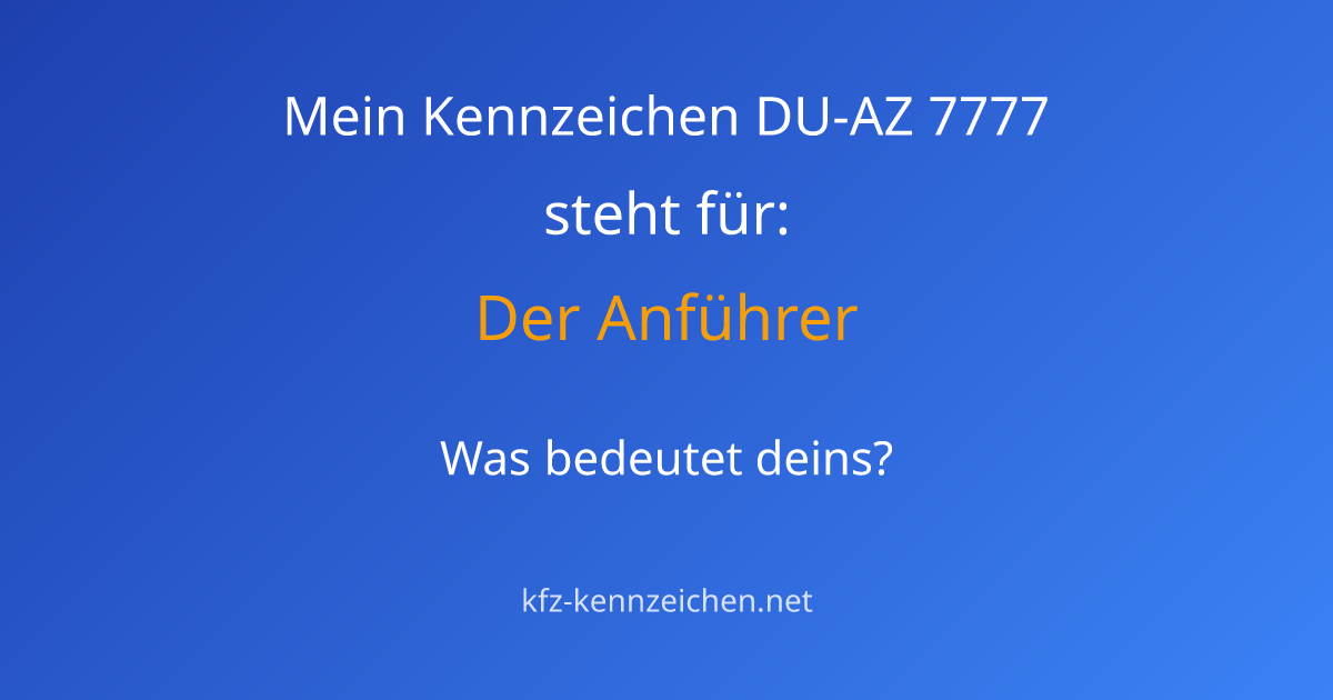 Numerologie-Analyse für Kennzeichen DU-AZ 7777