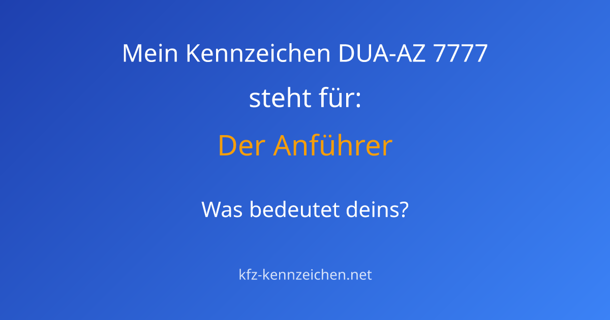 Numerologie-Analyse für Kennzeichen DUA-AZ 7777