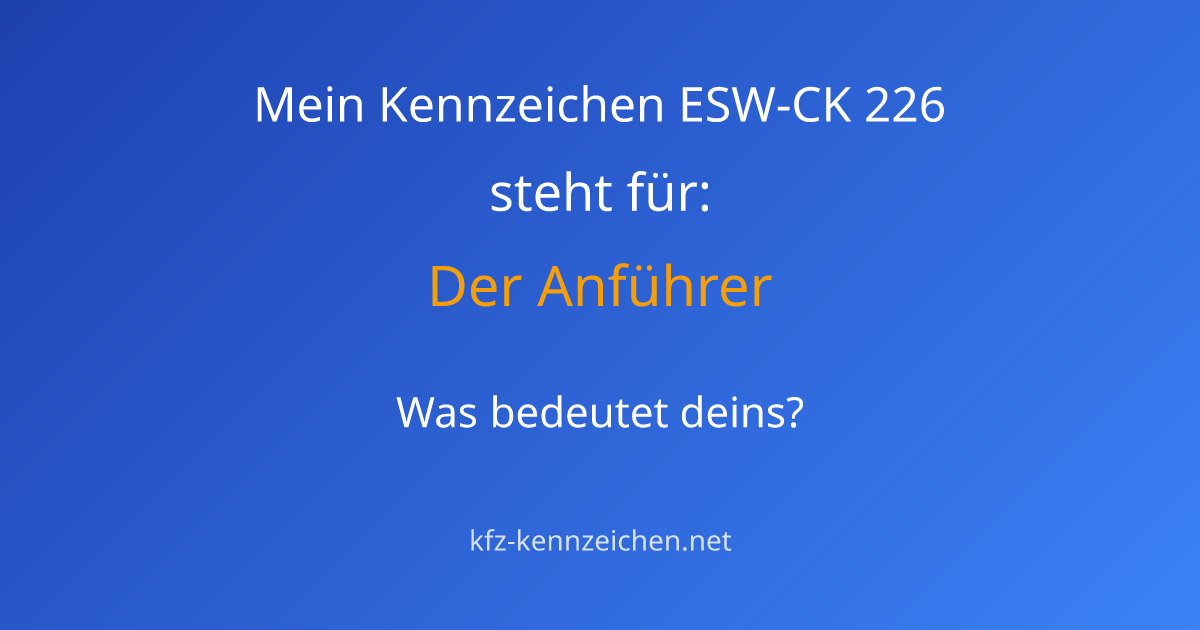 Numerologie-Analyse für Kennzeichen ESW-CK 226
