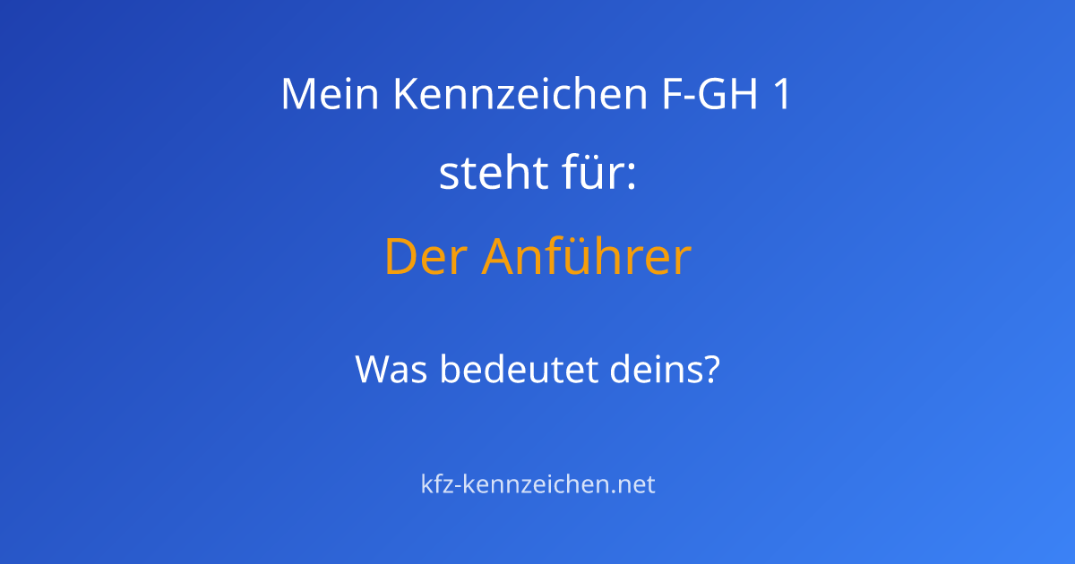 Numerologie-Analyse für Kennzeichen F-GH 1