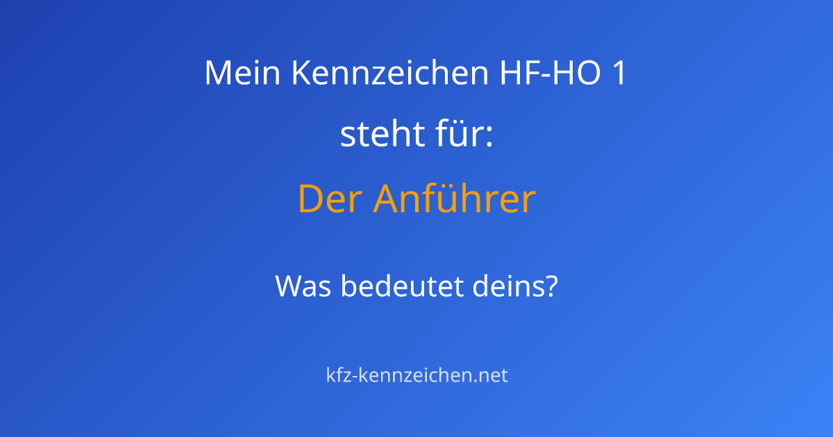 Numerologie-Analyse für Kennzeichen HF-HO 1