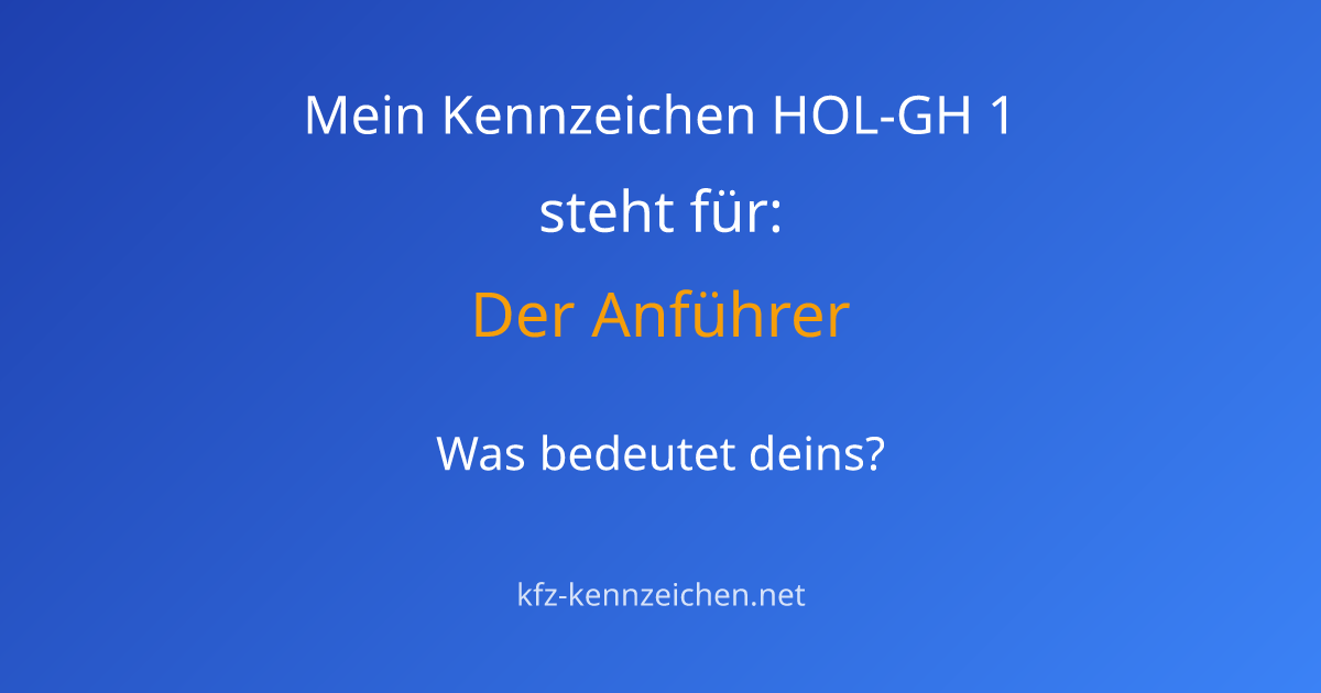 Numerologie-Analyse für Kennzeichen HOL-GH 1
