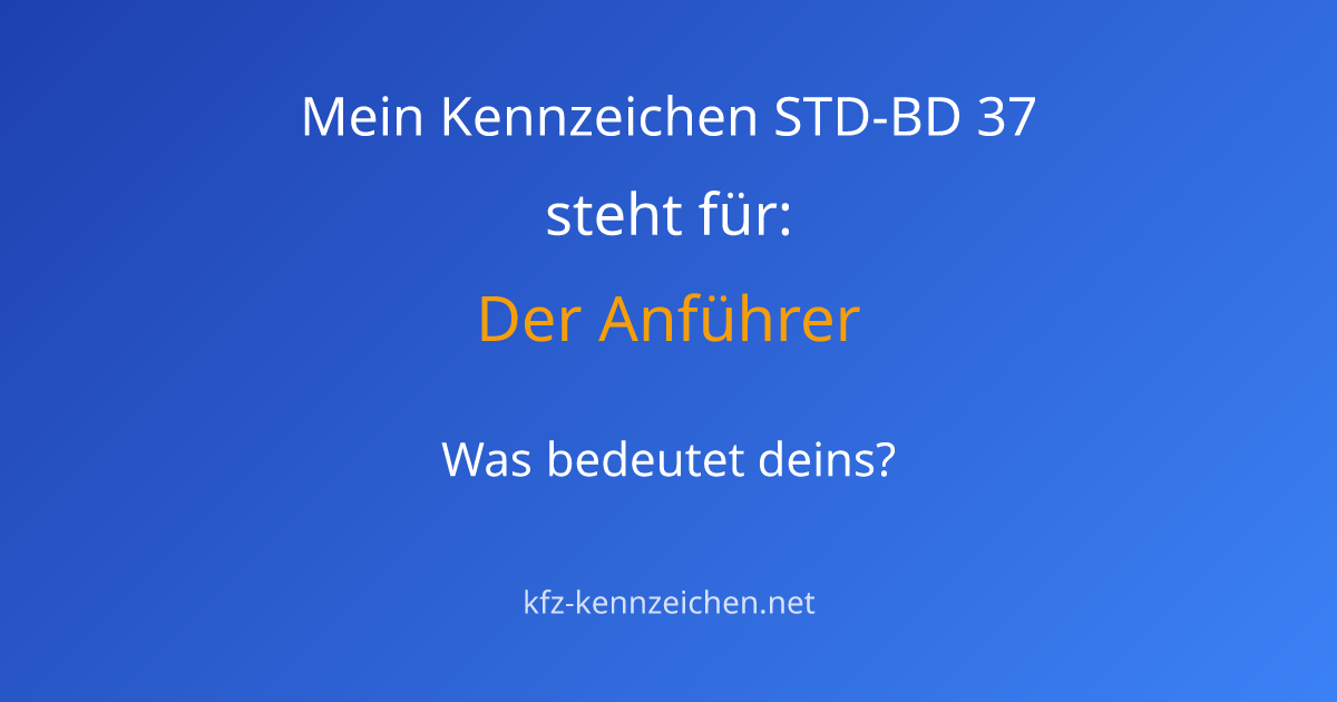 Numerologie-Analyse für Kennzeichen STD-BD 37