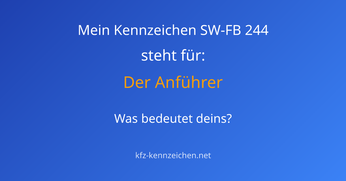 Numerologie-Analyse für Kennzeichen SW-FB 244