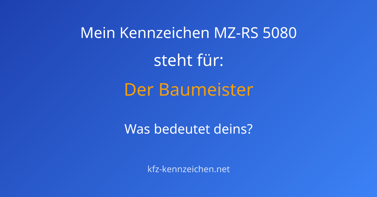Numerologie-Analyse für Kennzeichen MZ-RS 5080