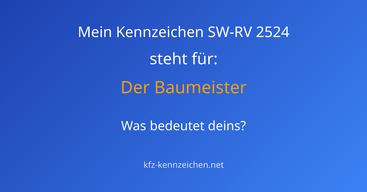 Numerologie-Analyse für Kennzeichen SW-RV 2524