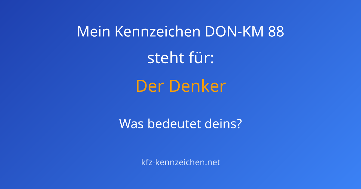 Numerologie-Analyse für Kennzeichen DON-KM 88