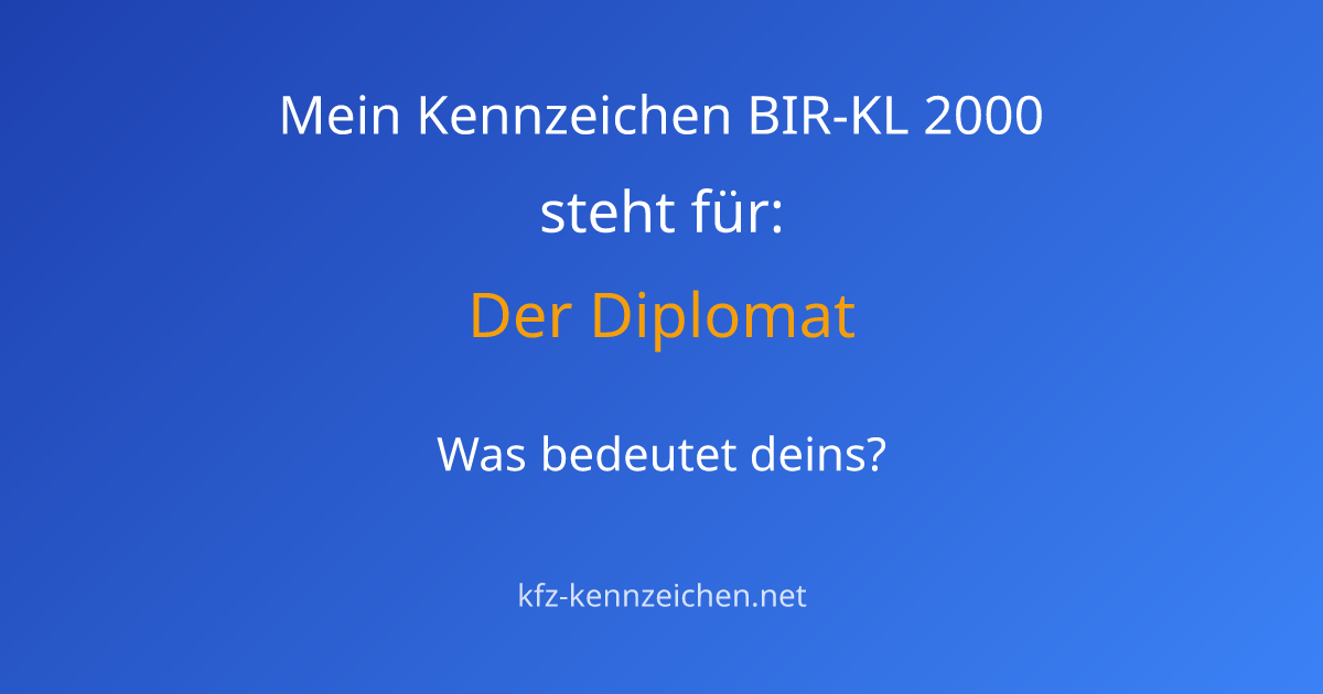 Numerologie-Analyse für Kennzeichen BIR-KL 2000