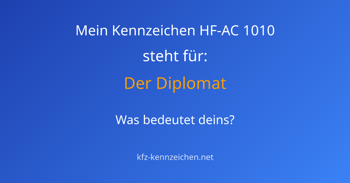 Numerologie-Analyse für Kennzeichen HF-AC 1010