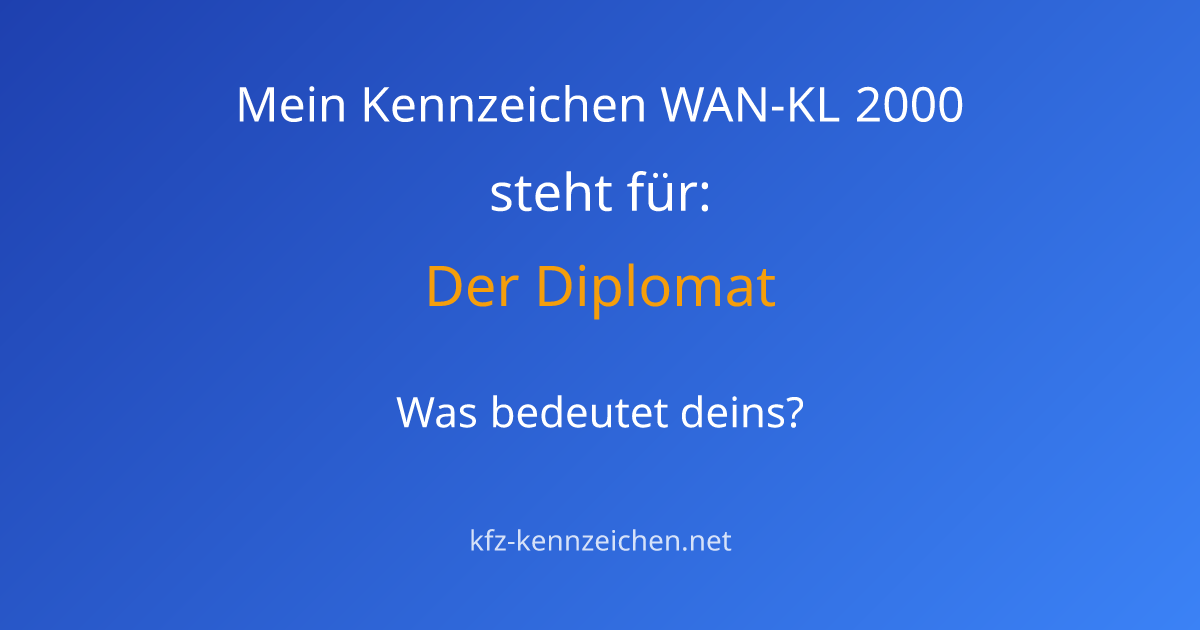 Numerologie-Analyse für Kennzeichen WAN-KL 2000
