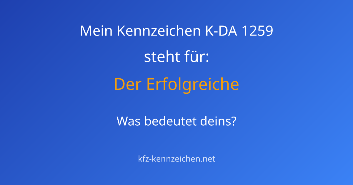 Numerologie-Analyse für Kennzeichen K-DA 1259