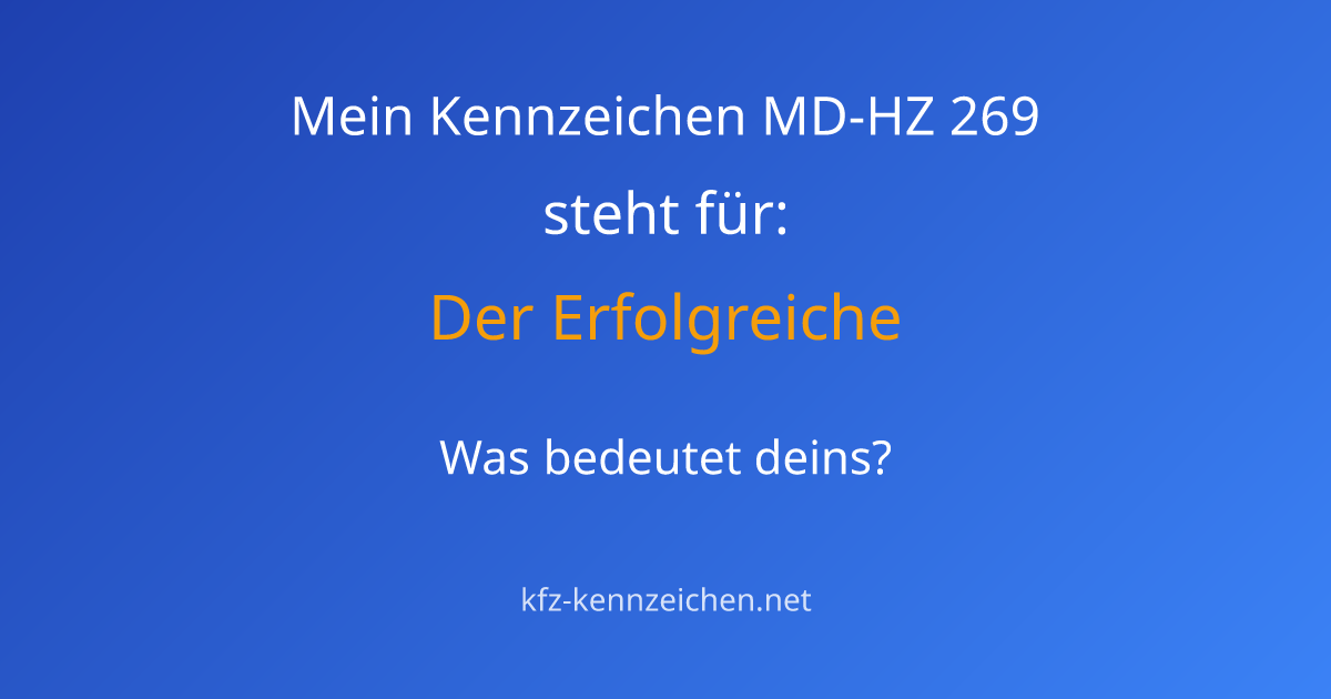 Numerologie-Analyse für Kennzeichen MD-HZ 269