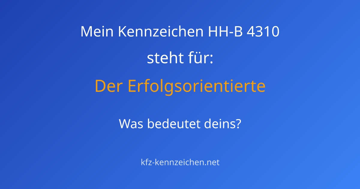 Numerologie-Analyse für Kennzeichen HH-B 4310