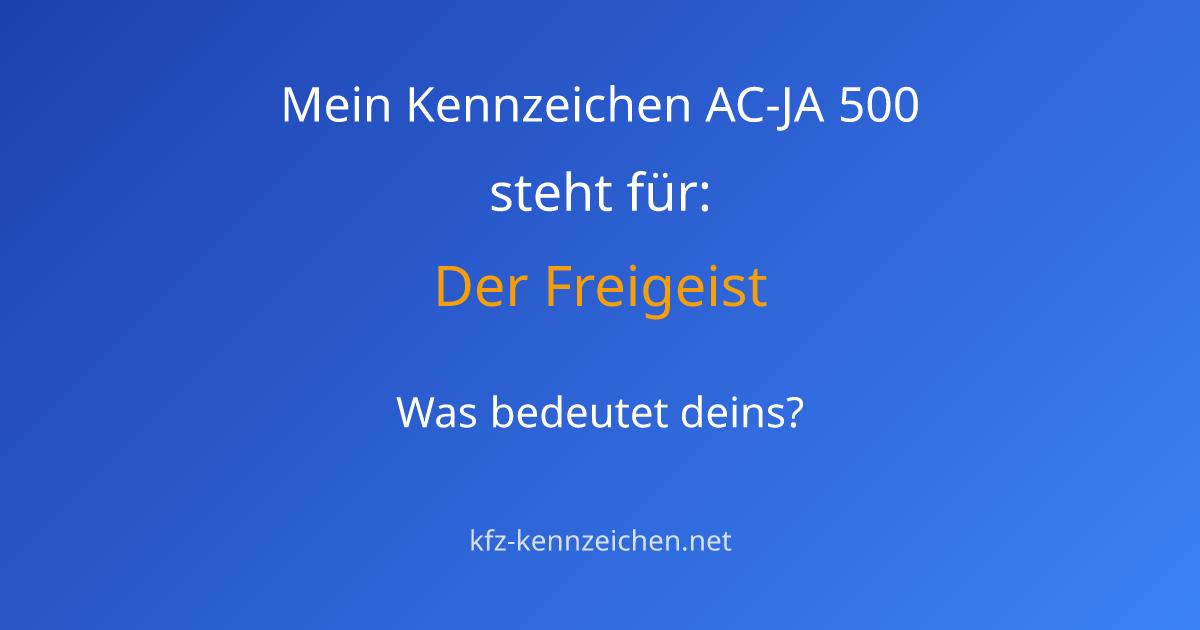 Numerologie-Analyse für Kennzeichen AC-JA 500