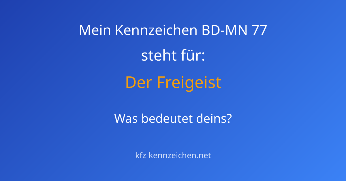 Numerologie-Analyse für Kennzeichen BD-MN 77
