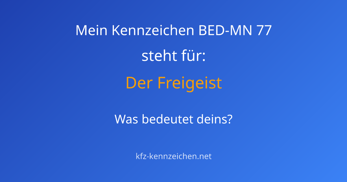 Numerologie-Analyse für Kennzeichen BED-MN 77