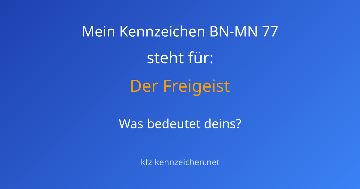 Numerologie-Analyse für Kennzeichen BN-MN 77