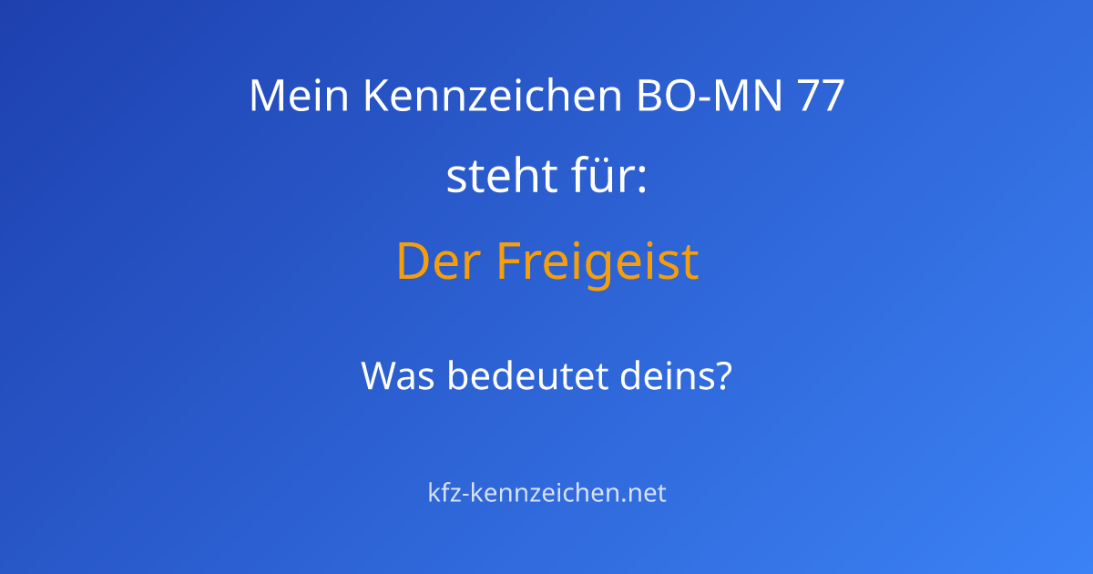 Numerologie-Analyse für Kennzeichen BO-MN 77