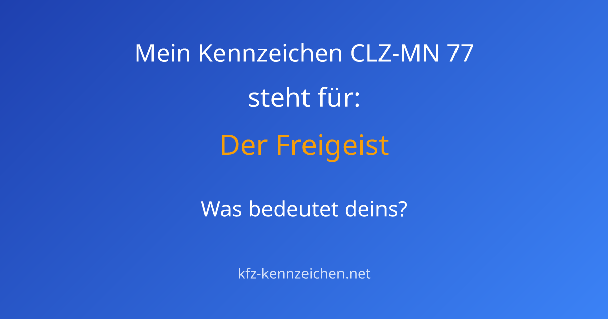 Numerologie-Analyse für Kennzeichen CLZ-MN 77