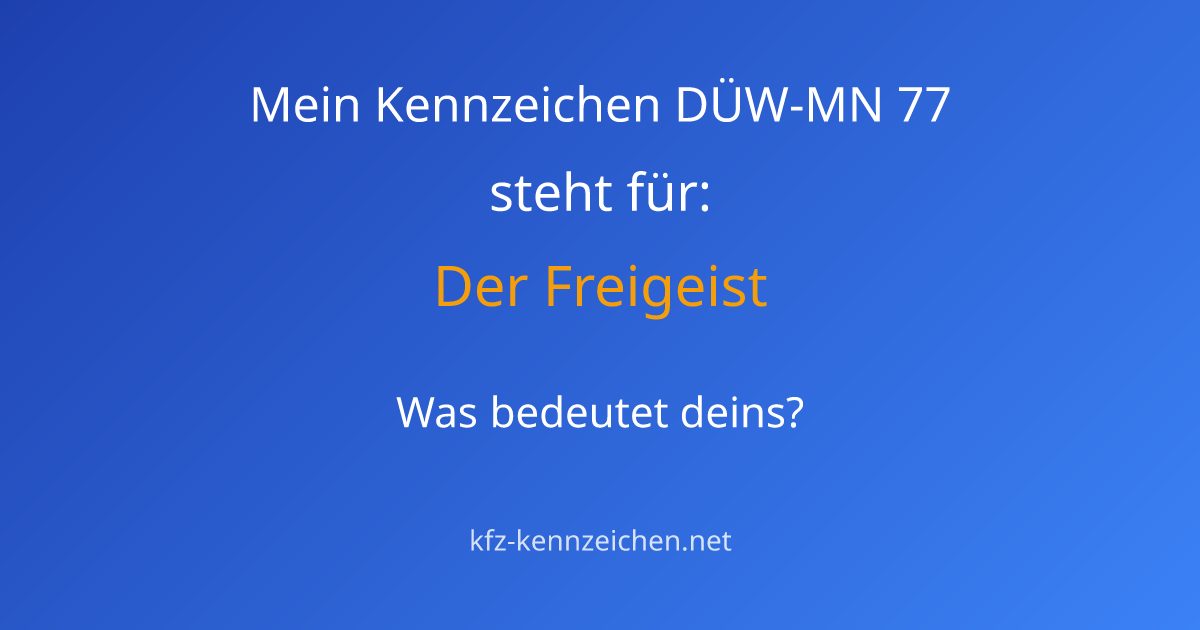 Numerologie-Analyse für Kennzeichen DÜW-MN 77