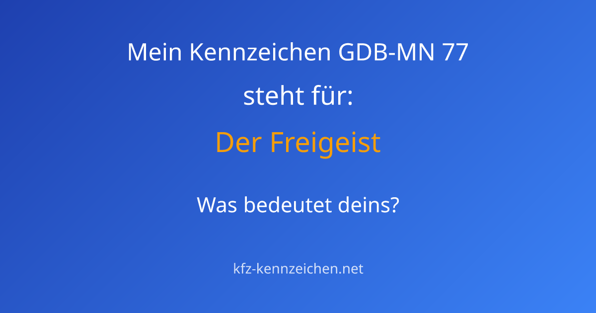 Numerologie-Analyse für Kennzeichen GDB-MN 77