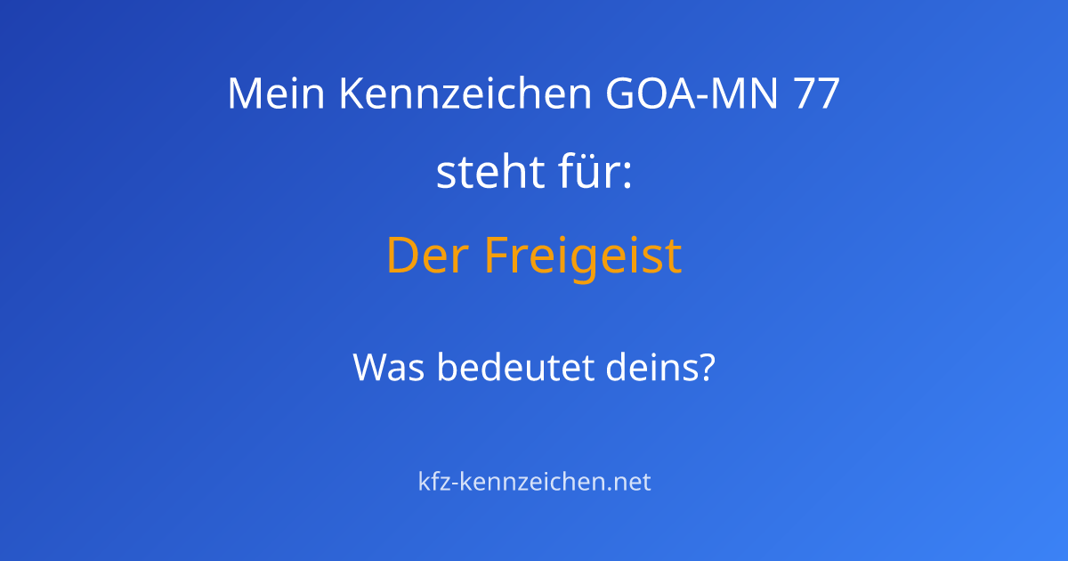 Numerologie-Analyse für Kennzeichen GOA-MN 77