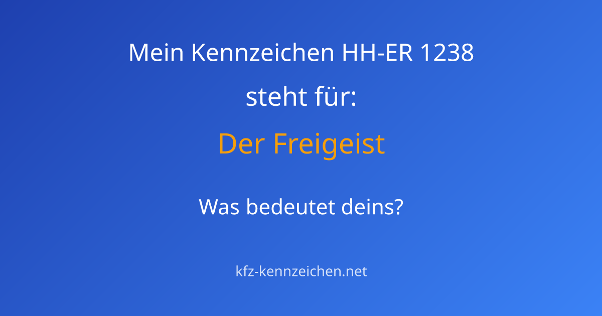 Numerologie-Analyse für Kennzeichen HH-ER 1238