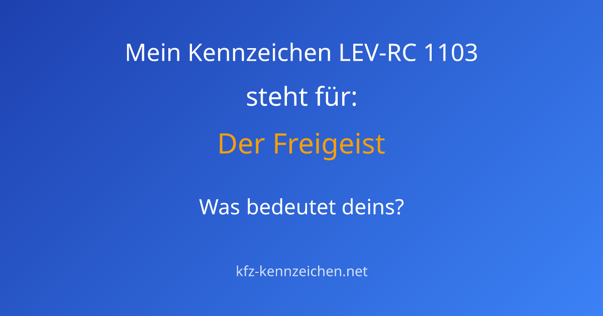 Numerologie-Analyse für Kennzeichen LEV-RC 1103