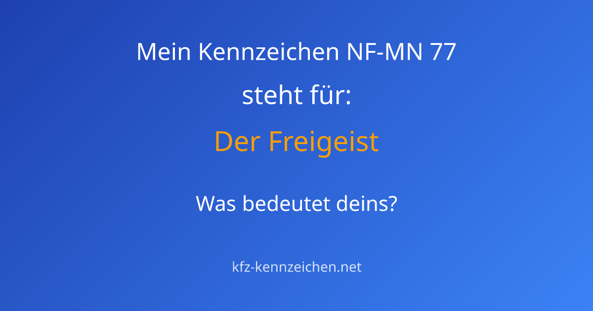 Numerologie-Analyse für Kennzeichen NF-MN 77