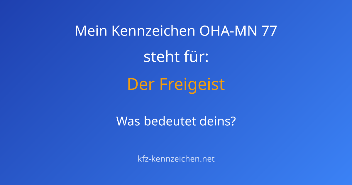 Numerologie-Analyse für Kennzeichen OHA-MN 77
