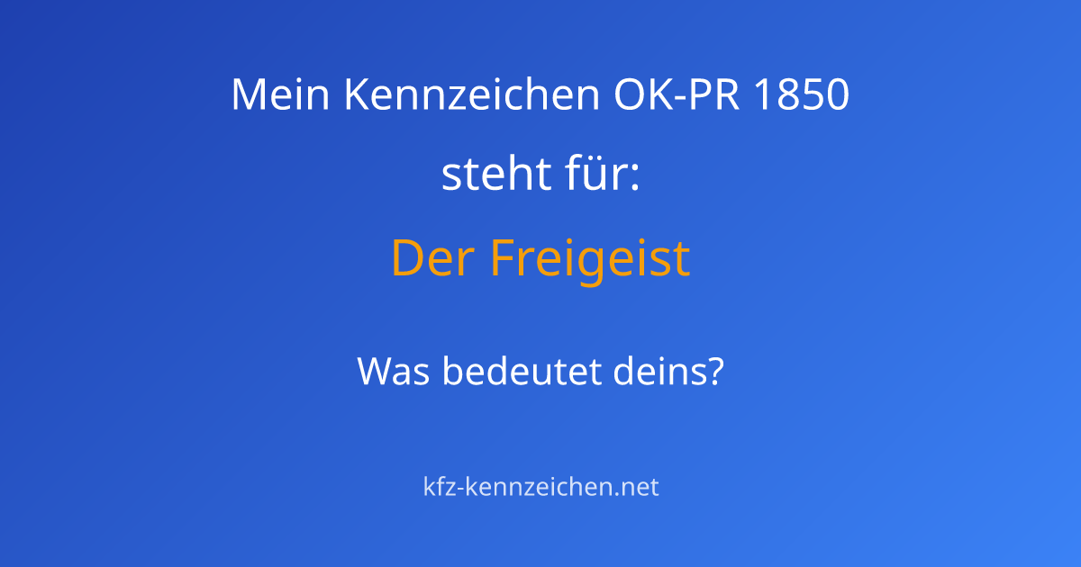Numerologie-Analyse für Kennzeichen OK-PR 1850