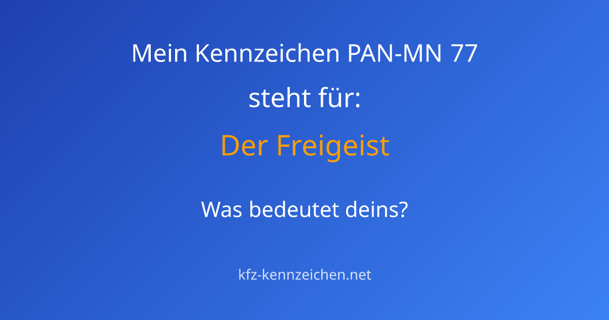 Numerologie-Analyse für Kennzeichen PAN-MN 77
