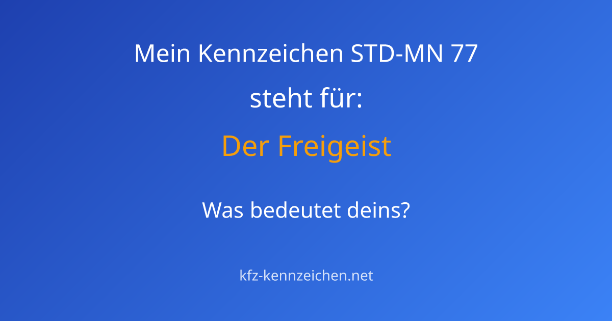 Numerologie-Analyse für Kennzeichen STD-MN 77