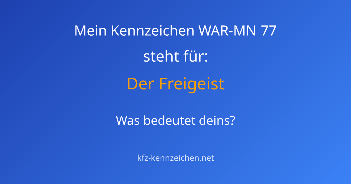 Numerologie-Analyse für Kennzeichen WAR-MN 77