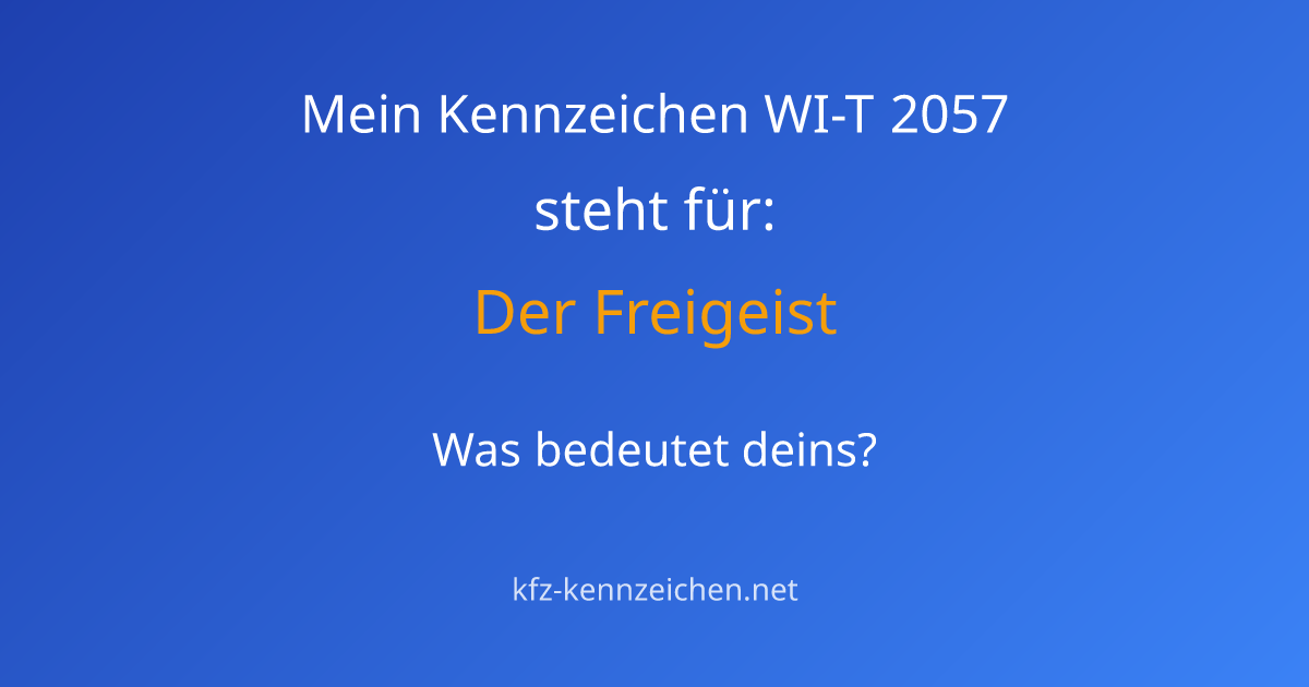 Numerologie-Analyse für Kennzeichen WI-T 2057