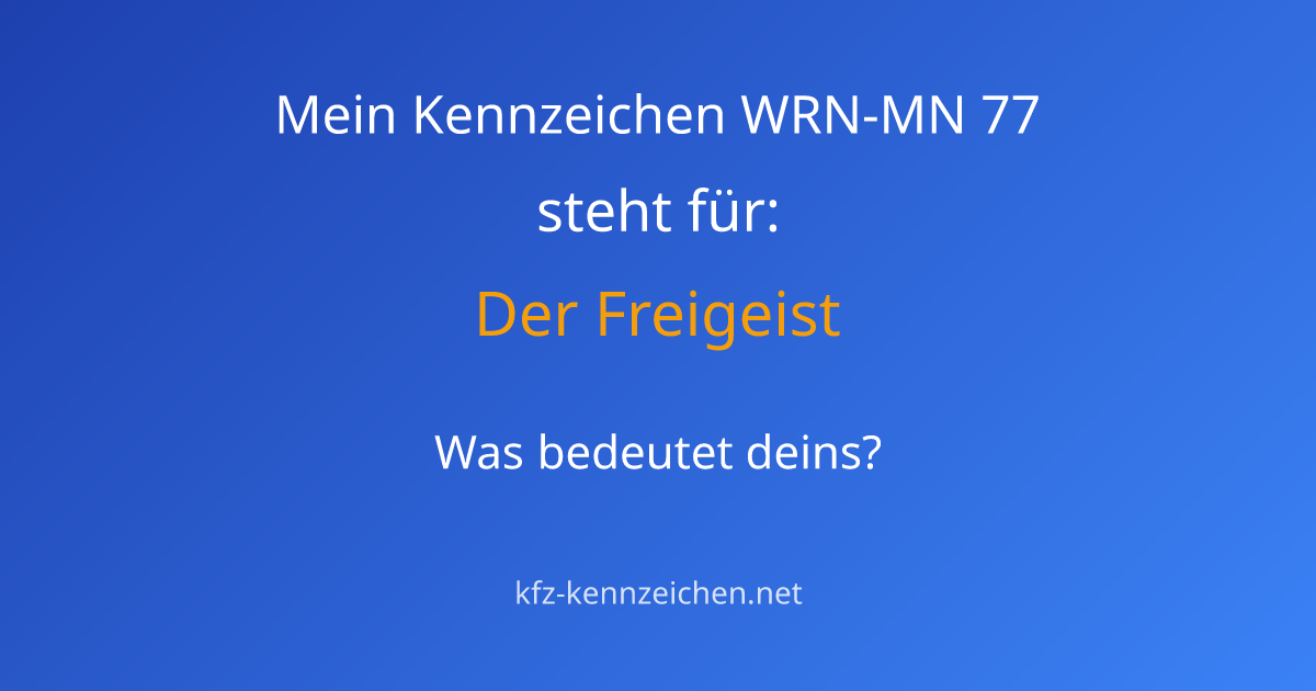 Numerologie-Analyse für Kennzeichen WRN-MN 77