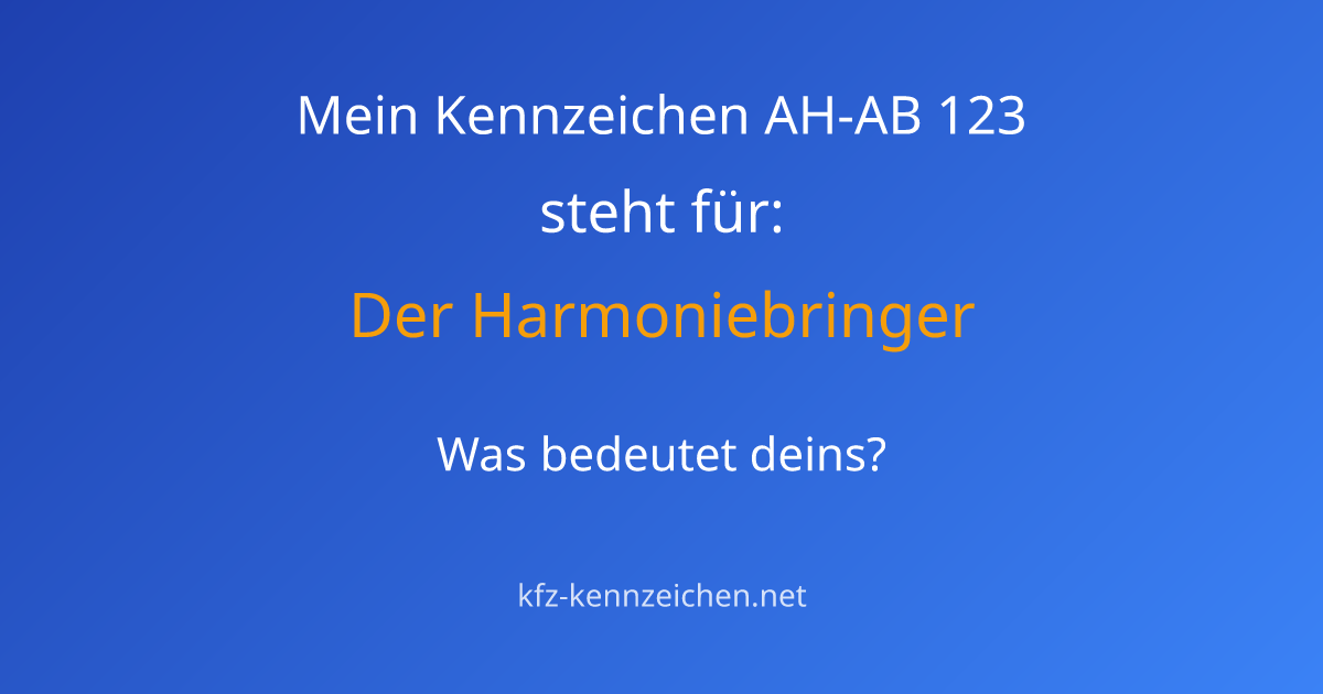 Numerologie-Analyse für Kennzeichen AH-AB 123