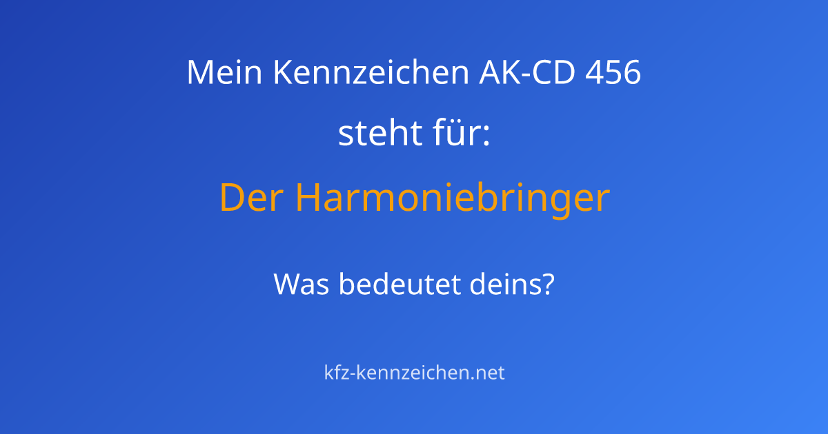 Numerologie-Analyse für Kennzeichen AK-CD 456