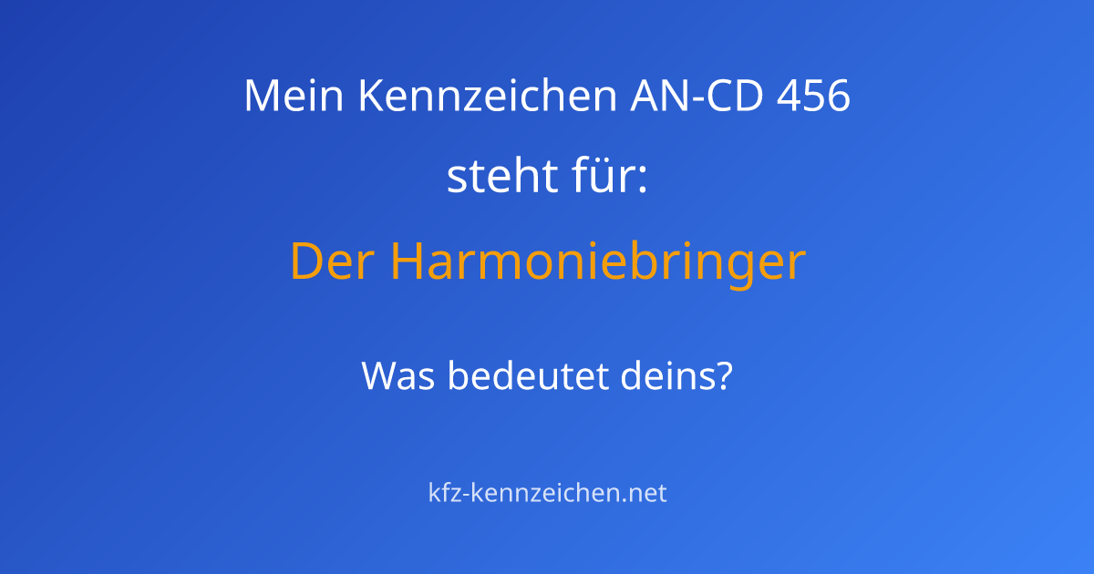Numerologie-Analyse für Kennzeichen AN-CD 456
