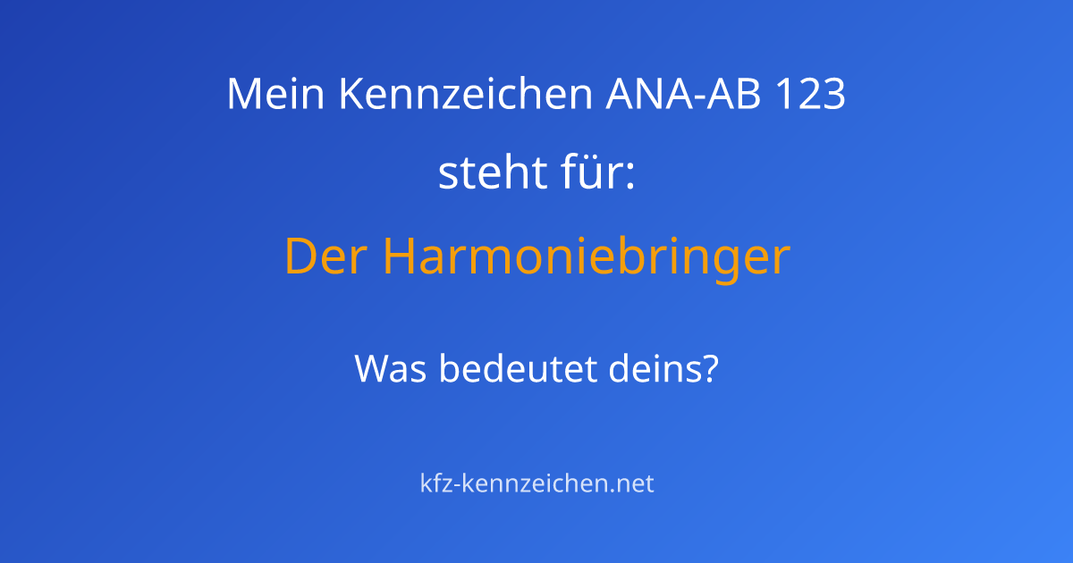 Numerologie-Analyse für Kennzeichen ANA-AB 123