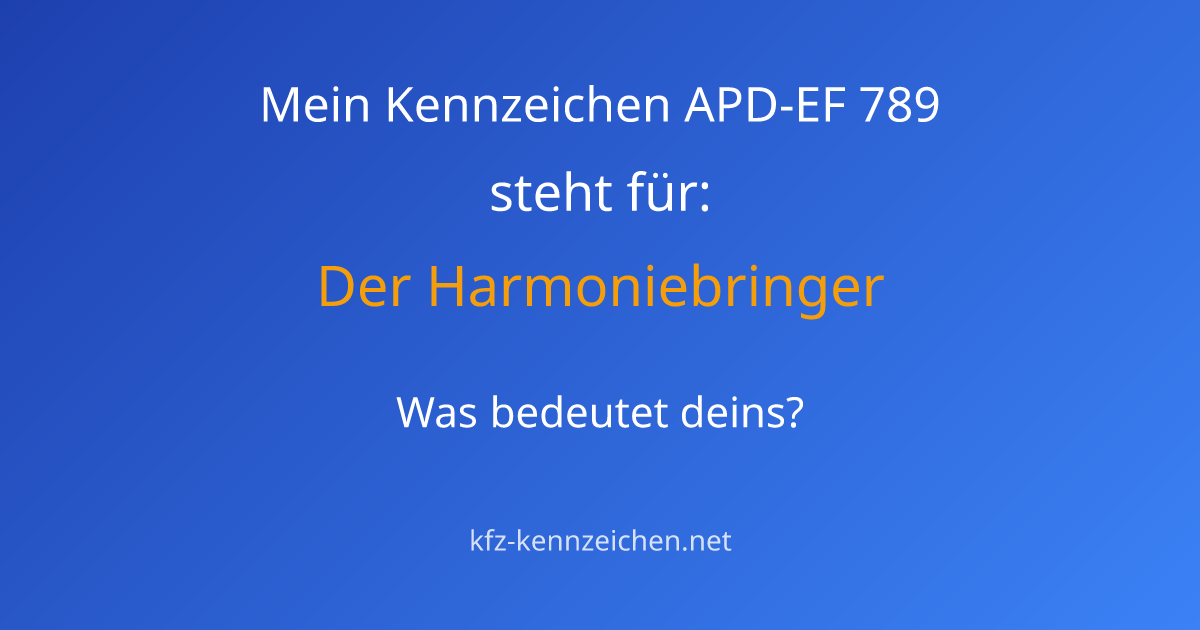 Numerologie-Analyse für Kennzeichen APD-EF 789