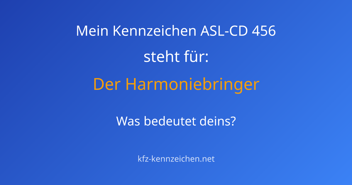 Numerologie-Analyse für Kennzeichen ASL-CD 456