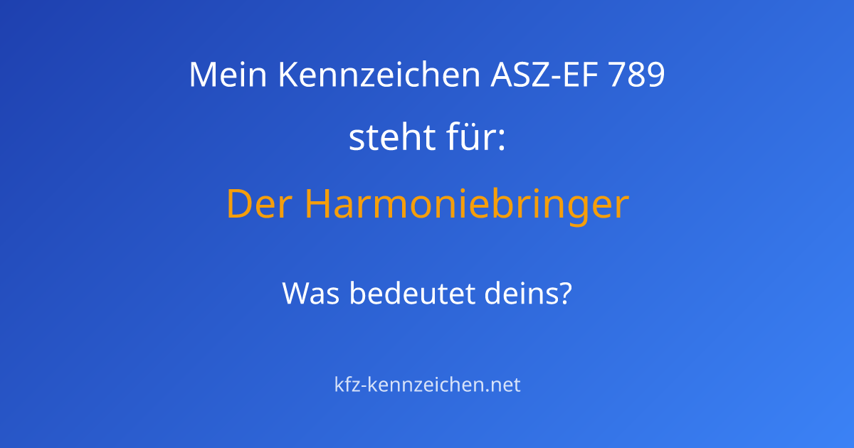 Numerologie-Analyse für Kennzeichen ASZ-EF 789