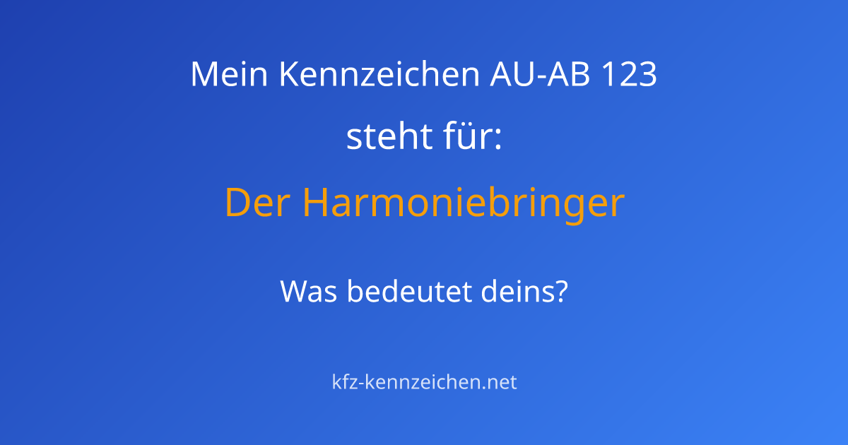 Numerologie-Analyse für Kennzeichen AU-AB 123