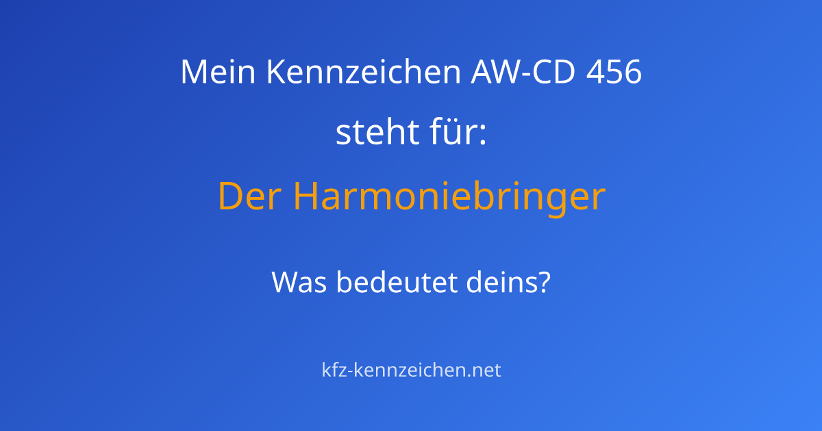 Numerologie-Analyse für Kennzeichen AW-CD 456