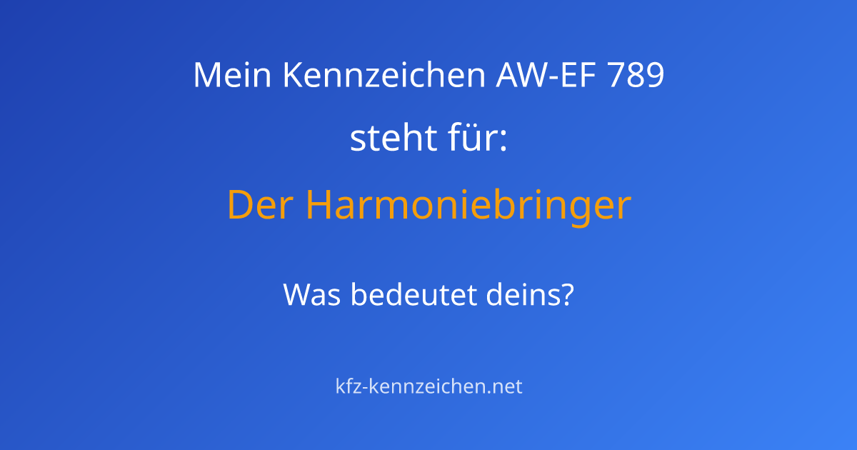 Numerologie-Analyse für Kennzeichen AW-EF 789